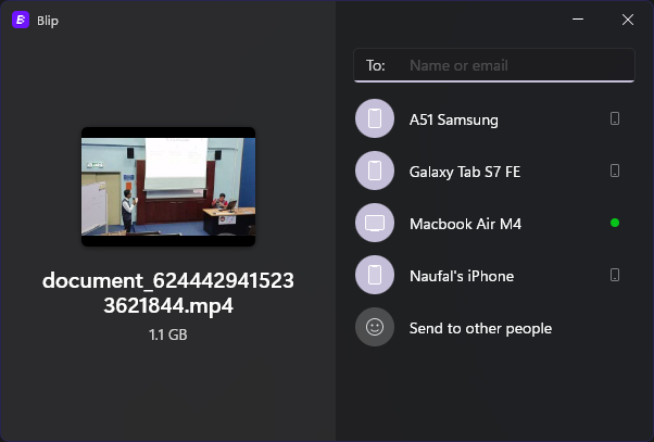 Blip large file transfer progress